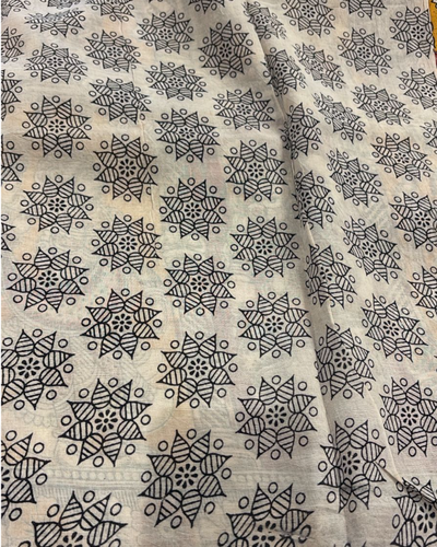 Beige Kalamkari Cotton Saree, blouse