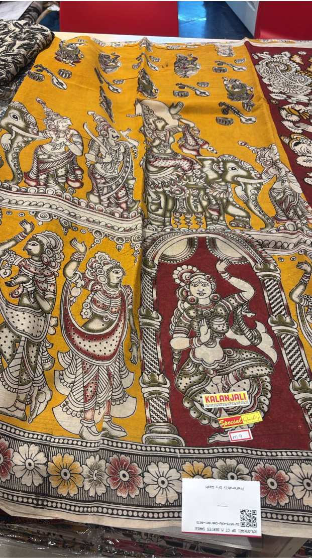 Aquamarine Kalamkari Cotton Saree, blouse